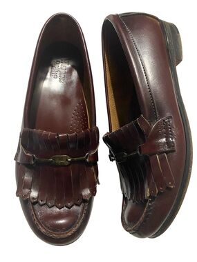 Vtg G.H Bass Weejuns Burgundy Leather Kiltie Horsebit Loafers 8 Preppy Academic